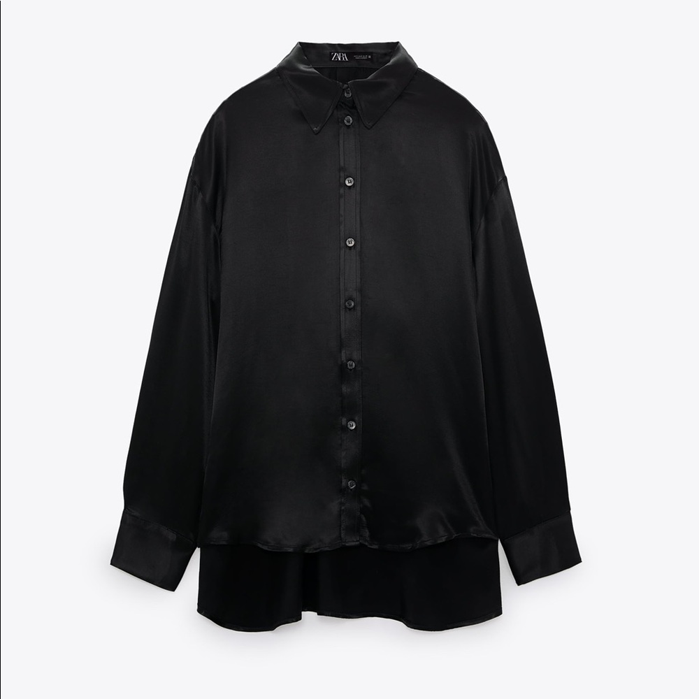 Zara Black Satin Effect Top